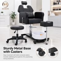 Fauteuil de pédicure professionnel inclinable avec massage, système de bain de pieds hydrothérapeutique sans pompe, en fibre de verre durable pour salon de manucure