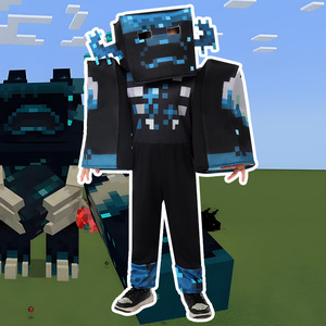 Costume Minecraft Enderman pour enfant, tenue de cosplay, costume de performance pour Halloween, design bleu pixel - Product Image 2
