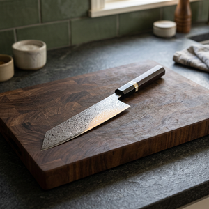 Cuchillo de chef japonés Bunka Nakiri de 7 pulgadas, de acero damasco, con mango de resina, diseño ecológico y ambidiestro. - Product Image 3