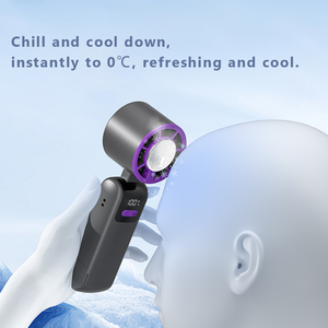 Ventilador portátil USB recargable de compresa de hielo de refrigeración en frío de tres velocidades con pantalla LED Mini ventilador de mano sin aspas para uso en coche - Product Image 4
