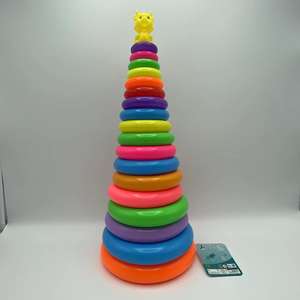 Montessori a 20 strati che impilano giocattoli di plastica torre arcobaleno educativa per far imparare ai bambini numeri colorati mentre giocano - Product Image 5