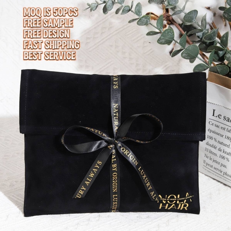 Custom Logo Printed Black Velvet Suede