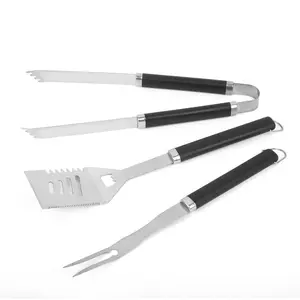 Conjunto de ferramentas para churrasco profissional de alta qualidade, 3 peças, equipamento resistente para churrasco, grelha para churrasco com cabo pp