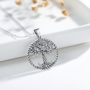 Commercio all'ingrosso 925 sterling silver dainty filigrana <span class=keywords><strong>albero</strong></span> <span class=keywords><strong>della</strong></span> <span class=keywords><strong>vita</strong></span> ciondolo <span class=keywords><strong>collana</strong></span> - Product Image 4