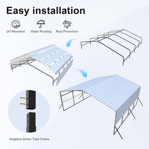 Su misura semplice stile cortile mobile all'aperto Carport zincato telaio in acciaio con tetto in lamiera per auto parcheggio privato - Product Image 4