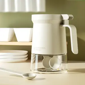 Kavanoz mutfak tuz tankı kaşık cam baharat şişeleri ile çift mühürlü nem geçirmez baharat modeli