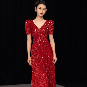 NNR abito da ballo <span class=keywords><strong>rosso</strong></span> con paillettes abiti da ballo da sera formali 18 anni abiti da Quinceanera per la laurea della ragazza - Product Image 1