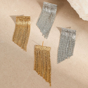 Boucles d'oreilles pendantes à pompons en acier inoxydable 316L plaqué or 14k 18k pour femmes, vente en gros de mode - Product Image 2