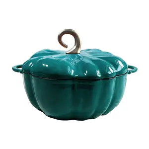 24Cm Pompoen Kookpot Gietijzeren Emaille Braadpan Pompoen Vorm Nederlandse Oven Soeppan