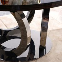 Table à manger ronde en bois noir moderne et luxueuse avec 6 chaises et base en acier inoxydable, meubles de salle à manger