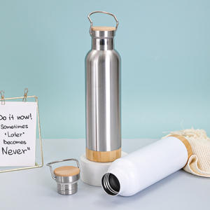 Botella de Agua Ecológica de Acero Inoxidable de 500 ml, Aislada al Vacío con Base de Bambú, Termo Portátil para Acampar al Aire Libre - Product Image 4