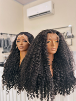 Wig Rambut Asli Kamboja HD Lace Front untuk Wanita Kulit Hitam, Kepadatan 180% 250%, 5x5 HD Lace Closure, Wig Rambut Manusia Keriting Panjang