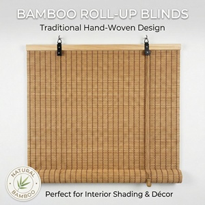 Natural <strong>Bamboo</strong> Roller Shades, Light Filtering <strong>Roll</strong> up Window <strong>Blinds</strong> for Indoor Outdoor <strong>Patio</strong> and Sun Porch <strong>Bamboo</strong> Curtain - Product Image 2