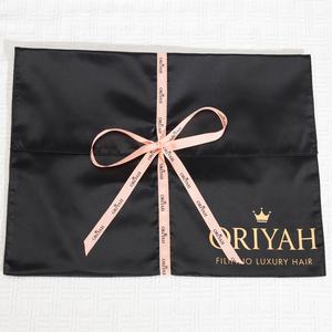Toptan siyah saten zarf hediye saç çanta ile şerit özel Logo toz ipek Bikini iç çamaşırı saç paket ambalaj saten çanta - Product Image 3