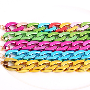 Bracciale Acrilico Lucido Personalizzato con Catena Metallica Colorata Stile Hip-Hop, <span class=keywords><strong>Accessori</strong></span> CCB Colorati per Feste, Miglior Prezzo - Product Image 3