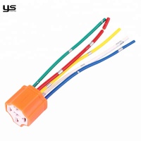 Kabel Harness Relay 5 Pin Soket Pigtail Warna Oranye Rumah Kabel Putih Keramik untuk Lampu Depan Lampu Kabut