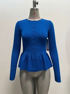 Cardigan da Donna <span class=keywords><strong>Cindy</strong></span> Blu Personalizzato OEM & ODM di Alta Qualità, Maglione Lavorato a Maglia con Collo a Piatto, Pullover a Maniche Lunghe, Top in Maglia di Design - Product Image 5
