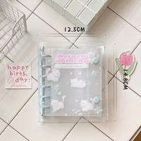 Carpeta A7 de Estilo Coreano con Cubierta Suave, Doble Hebilla, PVC Transparente, 6 Anillas, Porta Tarjetas de Fotos para Álbum, Decoración de Uñas