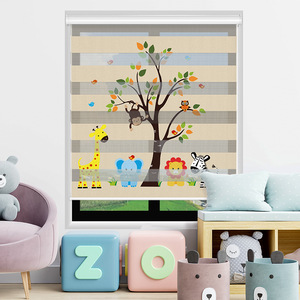 Habitación infantil Impresión digital 3D Día y Noche Elefante arcoíris Persianas enrollables de cebra transparente Tela <span class=keywords><strong>para</strong></span> sombreado de ventanas - Product Image 2