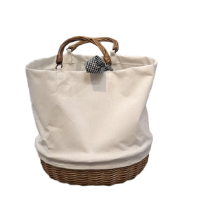 Custom Blank <b>Large</b> Capacity Simple Ladies Girls Shoulder Sling Handbags <b>Storage</b> <b>Basket</b> Foldable Design for Women Fabric Wicker - Product Image 1