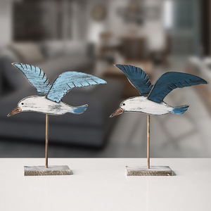 Figuras de Aves Marinas de Madera Hechas a Mano, 2 Piezas, Estilo Mediterráneo, Decoración para Sala de Estar, Adornos de Mesa - Product Image 2