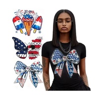 Étiquettes personnalisées de transfert de chaleur imprimées pour le jour de l'indépendance des États-Unis Patch imprimé pour T-shirt de haute qualité en gros fer