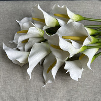 Fleurs artificielles en soie blanche de haute qualité en vrac pour hôtel, centre commercial, toucher réel, calla avec manches pour la décoration du salon