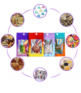 Holographic Laser Aluminum <b>Foil</b> <b>Window</b> Zipper Bag Custom Printed Food Packaging Resealable Pouch - Product Image 2