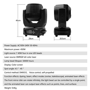 Aopu <span class=keywords><strong>LED</strong></span> giai đoạn rửa nhuộm Ánh sáng chùm rửa Zoom 7*40W mắt ong và laser 3in1rgbw di chuyển đầu cho Câu lạc bộ thanh đám cưới Laser - Product Image 2