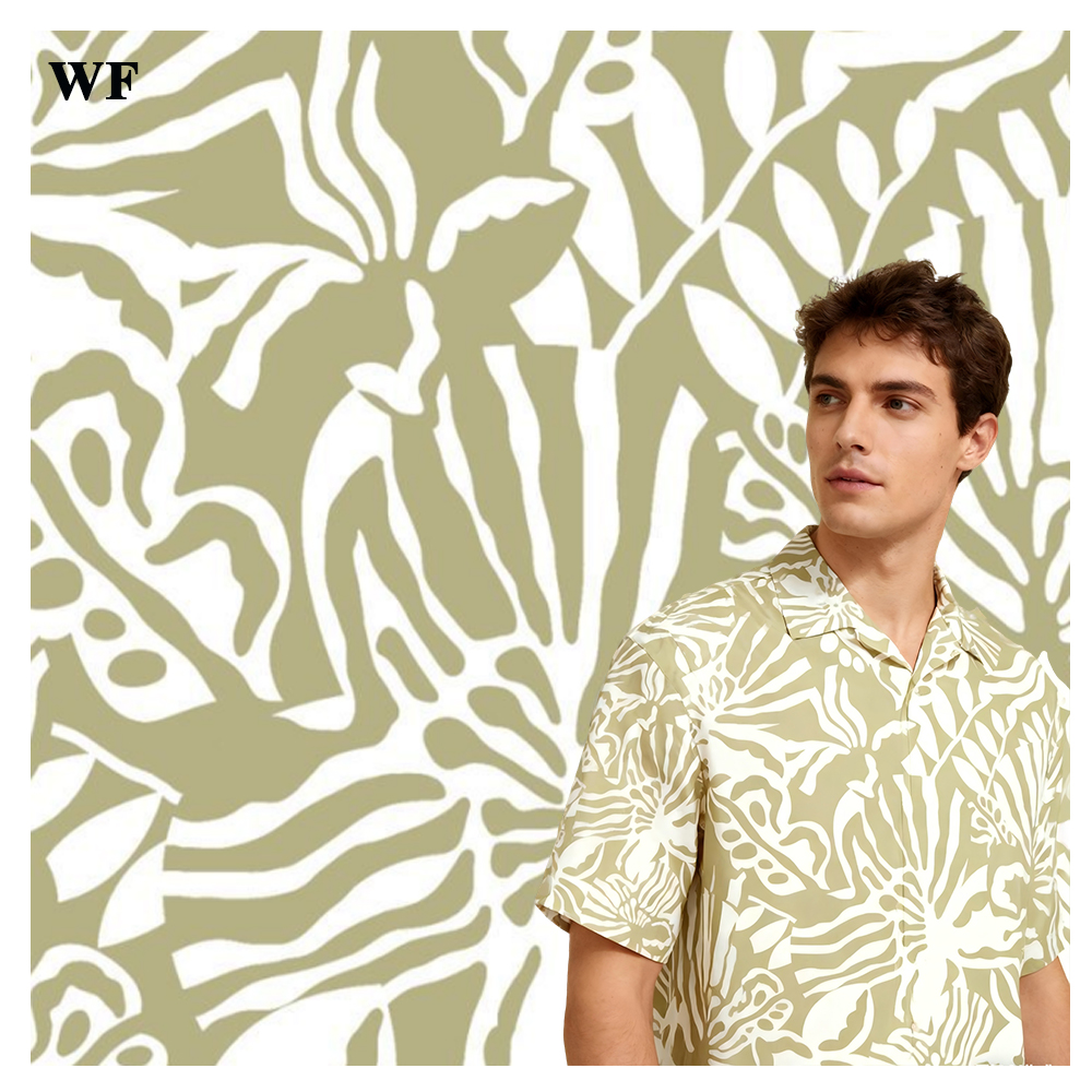 WF A4 Free Sample Hawaiian Pattern Designs Digital Printed Polynesian Woven Poplin Rayon Viscose Fabric for Girls Vacation