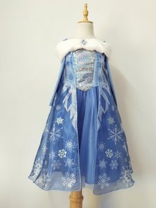 <span class=keywords><strong>Vestito</strong></span> da Principessa <span class=keywords><strong>Elsa</strong></span> <span class=keywords><strong>di</strong></span> Frozen a Maniche Lunghe, Nuovo Stile Invernale per Bambine, Non Sbiadisce, 100% Polvere - Product Image 1