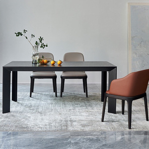 Modern Minimalist Solid Wood Dining Table Rectangle Black Ash Wood Stable Design For Dining Room - Product Image 3