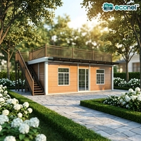 Petite maison conteneur pliable en kit avec balcon au deuxième étage pour hôtel, chambre, atelier, résistante aux tremblements de terre et au feu