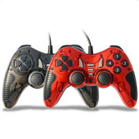 Pengontrol Game USB Berkabel Warna Transparan Getaran Ganda Joystick 3D Gamepad Komputer PC