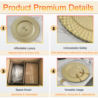 Assiettes de présentation en plastique doré de luxe, 13 pouces, durables, pour mariages, vente en gros