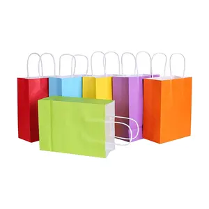 China supplier customized factory custom logo printed kraft paper packaging bags bolsas de papel with twisted handle