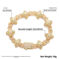 DH00021Hip-Hop Rap trèfle à quatre feuilles Bracelet à la mode Cool élégant haut de gamme 5A Zircon collier bijoux colorés