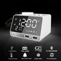 K11 Nieuwe Draadloze 5.0 Wekker met Ingebouwde Microfoon 3W Uitgangsvermogen USB Opladen LED Spiegel Slimme Radio Plastic Speaker Klein