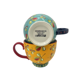 Venta al por mayor de fábrica: Tazas de cerámica de 15 oz para sopa, café, té, pintadas a mano, para café, leche, cereales, multicolor - Product Image 3