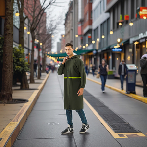 <span class=keywords><strong>Impermeable</strong></span> reflectante para niños, con <span class=keywords><strong>capucha</strong></span> larga, de tela Oxford verde, con logo personalizado impreso, grueso, para camping y actividades al aire libre. - Product Image 4