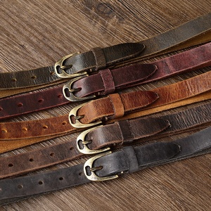 Ceintures de luxe en <span class=keywords><strong>cuir</strong></span> véritable grain fissuré vintage avec logo personnalisé en gros d'usine pour femmes avec boucle ardillon en laiton massif - Product Image 2