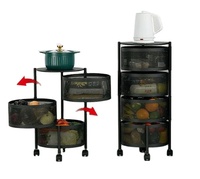Chariot de rangement rotatif rond pour légumes ou fruits, panier pratique pour la cuisine - Vente chaude