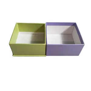 Hot selling simple cardboard paper present souvenir gift flocking 2mm purple and green boxes for jewelry