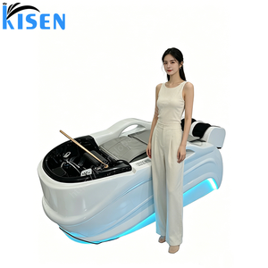 Fauteuil de lavage KISEN pour salon de coiffure, dossier électrique réglable, design moderne, bac en plastique, mobilier commercial pour salons de beauté et spas - Product Image 1