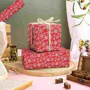 Mini <b>Roll</b> Crimson Red Gift <b>Wrapping</b> <b>Paper</b> 80gsm Solid Color for Corporate Gift Box Packaging - Product Image 2