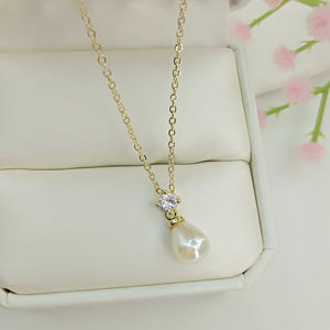 Collier pendentif en perles RAKOL NP5091, design simple, argent sterling plaqué or 18 carats, collier quotidien pour femmes - Product Image 5