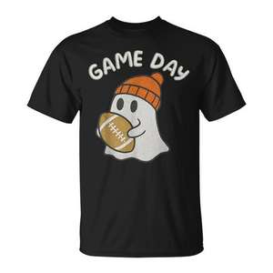 Camiseta de Halloween con diseño de fantasma para el día del partido de fútbol americano, atuendo familiar para fiestas - Product Image 1