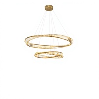 Lustres LED suspendus en cristal doré pour escaliers d'hôtel, décoration de mariage, plafonds hauts, style nordique moderne, garantie 2 ans