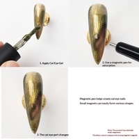 Stylo magnétique 3-en-1 à double tête pour gel ongles effet œil de chat, avec perles en acier et outil à chaîne de perles, pour motifs floraux