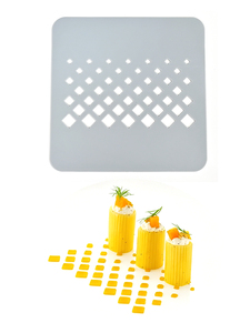 Reusable Food Grade Eco-Friendly Grey <b>Square</b> Silicone Fondant Stencil Sugar Craft Sauce Decorating Mold Kitchen Gourmet Plating - Product Image 1